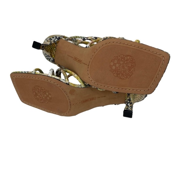 Vince Camuto Alsandra Yellow Multi Peep Toe Caged Bootie Heeled Sandal Size 9.5 - Picture 3 of 6